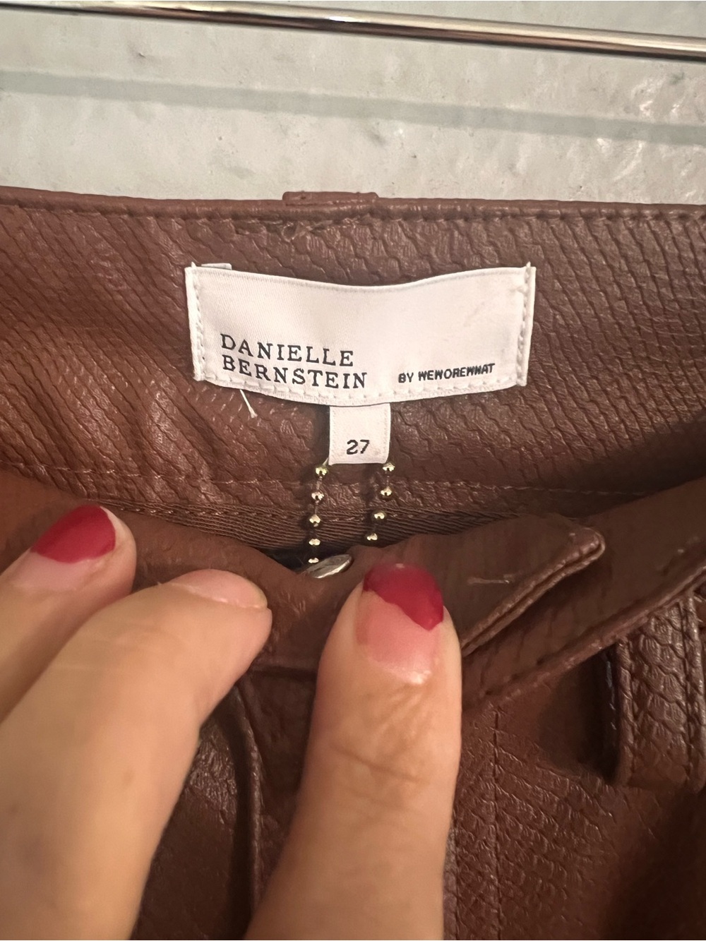 DANIELLE BERNSTEIN Brown Faux Leather Straight-Leg Jeans - Picture 8 of 9
